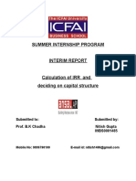 Summer Internship Program: Calculation of IRR and