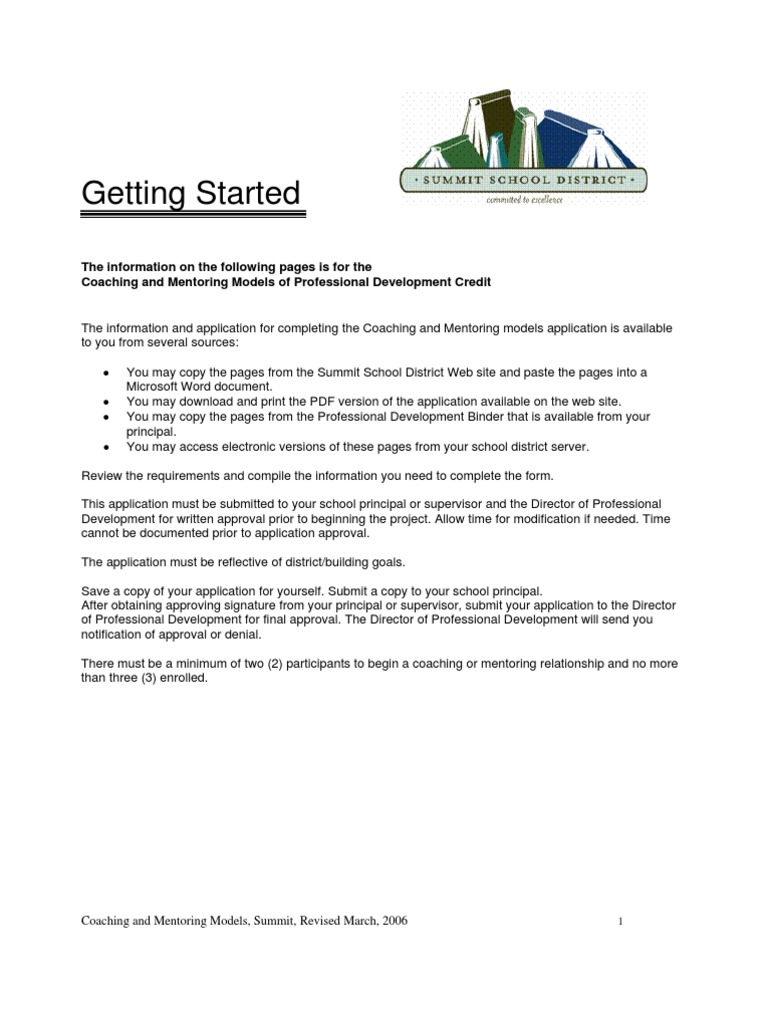 Coaching and Mentoring Application Guide | PDF | Mentorship | Teachers