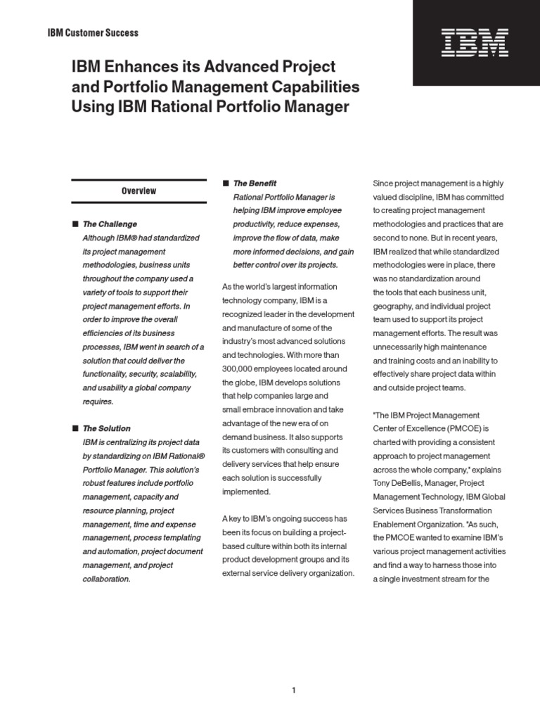 Ibm Enhances Its Advanced Project and Portfolio Management Capabilities ...