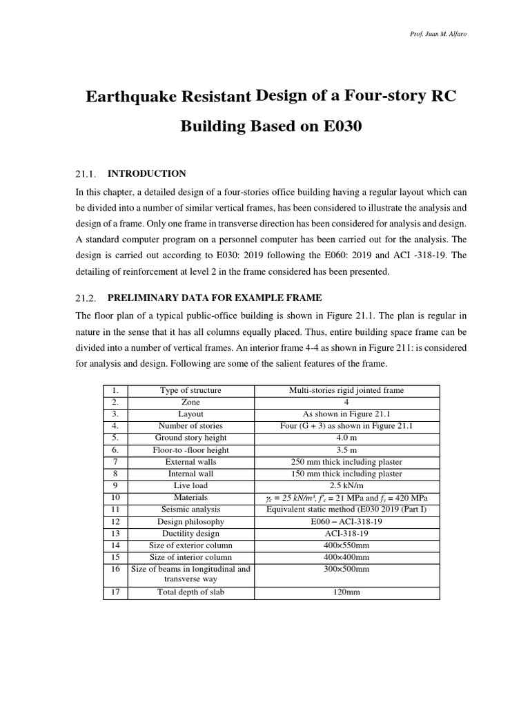 Earthquake Design of 4-Story RC Building | PDF | Beam (Structure ...