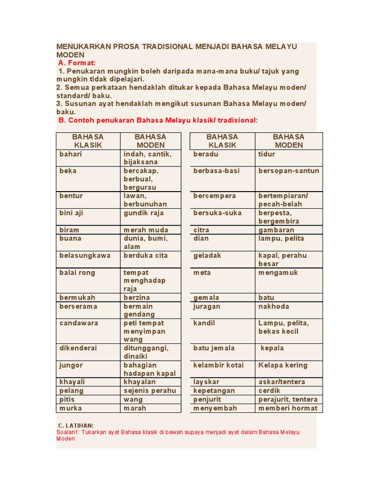 Penukaran Prosa Tradisional ke Moden | PDF