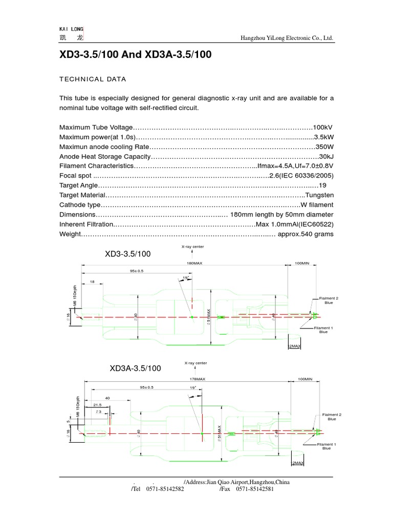 XD3-3.5/100 X-Ray Tube Specifications | PDF | Electricity | Electrical ...