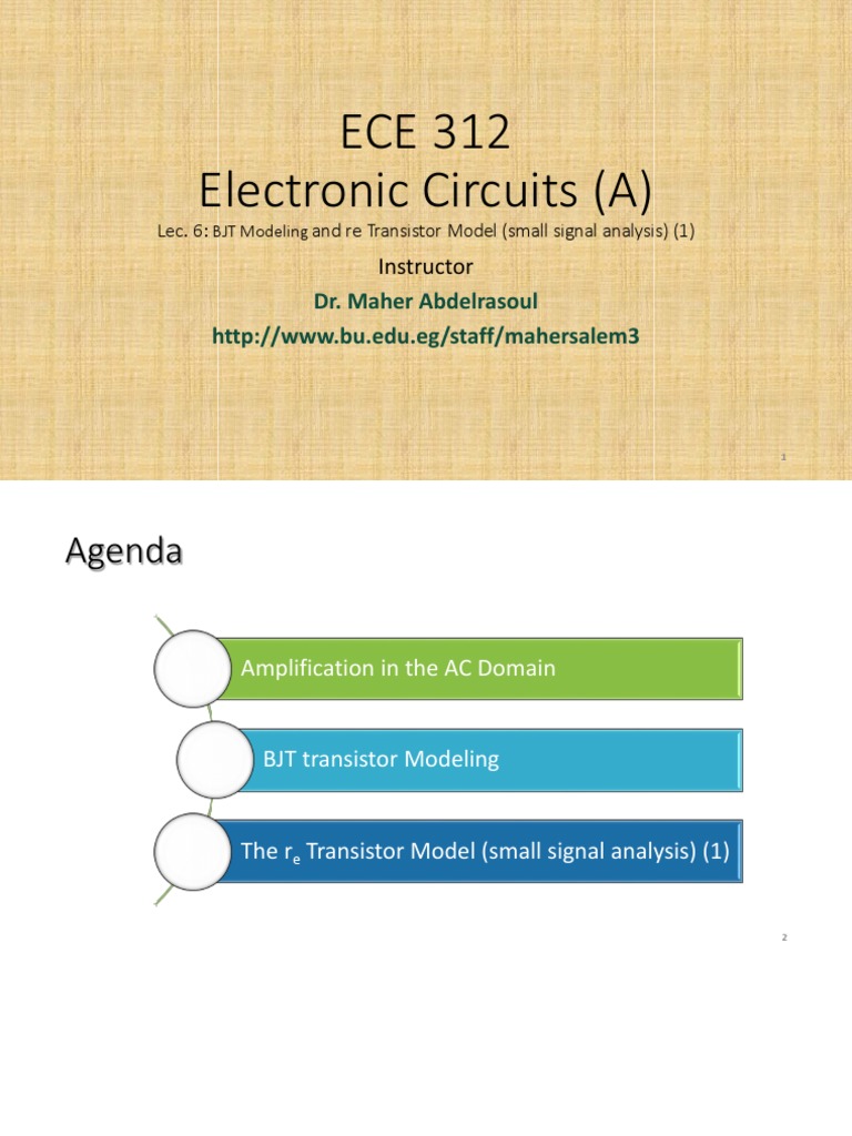 Ece 312 Electronic Circuits A Dr Maher Abdelrasoul Pdf Bipolar