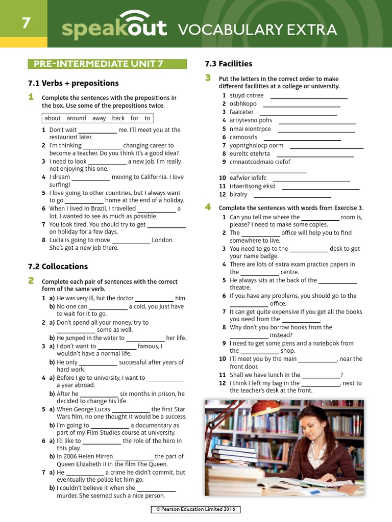 Speakout Vocabulary Extra Pre-Intermediate Unit 7 | PDF | Crossword ...
