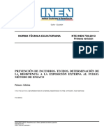 Nte Inen 758 Prevención de Incendios. Techos. Determinación de La Resistencia A La Exposición Externa Al Fuego. Método de Ensayo