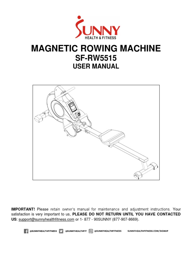 SF-RW5515 Rowing Machine Manual | PDF | Screw | Safety