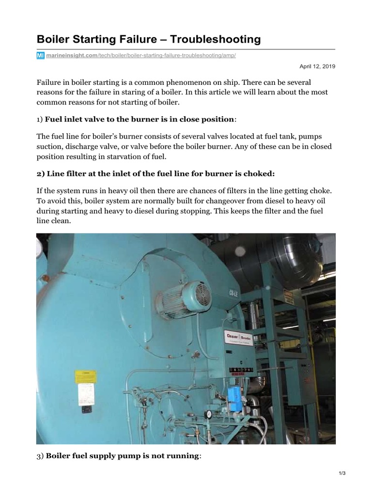 Troubleshooting Boiler Starting Failures | PDF | Piston | Pump