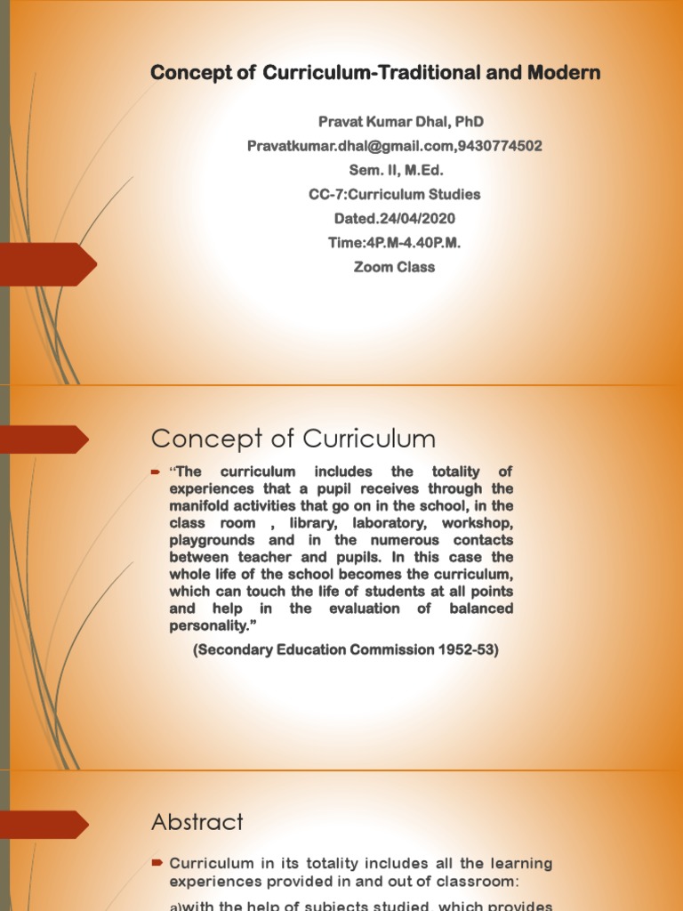Traditional vs Modern Curriculum Concepts | PDF | Learning | Curriculum