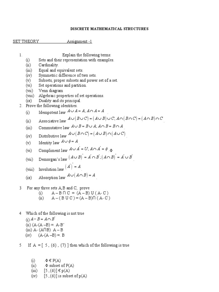 Set Theory Assignment and Proofs | PDF | Set (Mathematics) | Mathematics