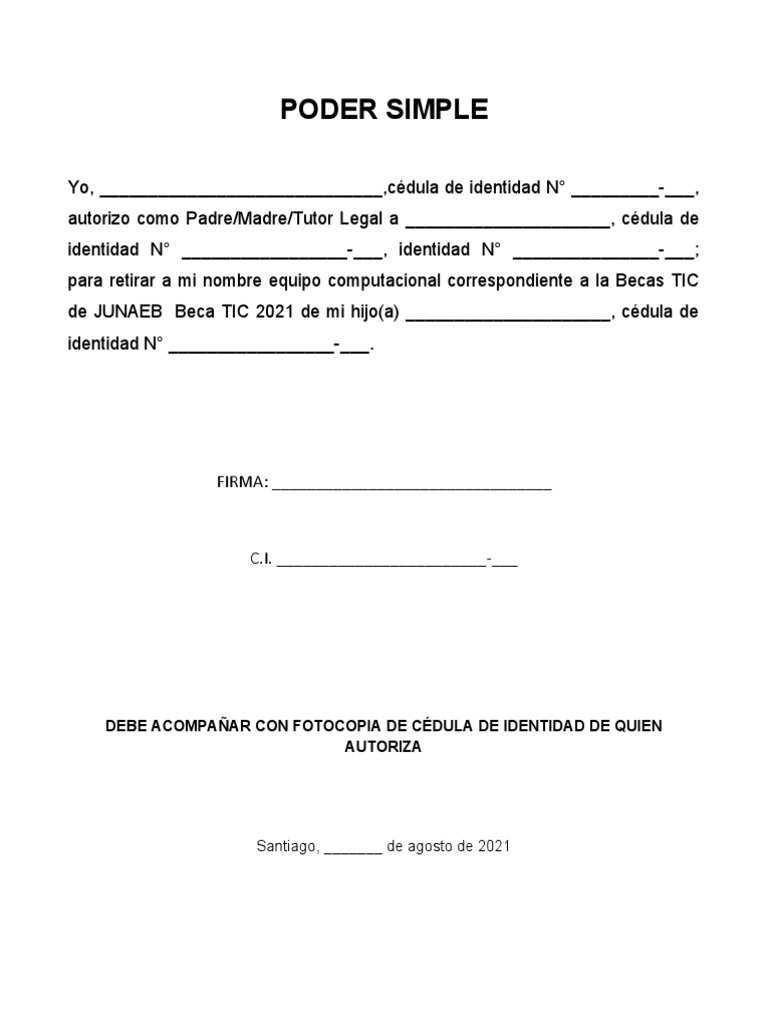 Ejemplo Formato Poder Simple 2021 | PDF