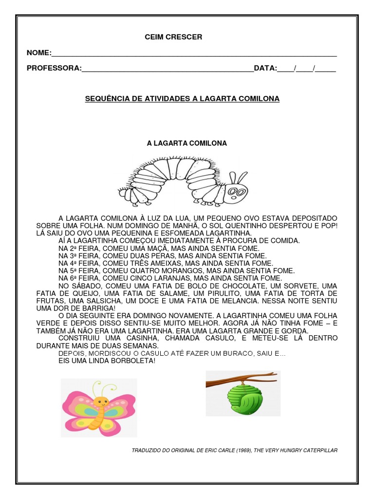 Sequencia de Atividades A LAGARTA COMILONA | PDF
