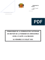 Communique Coordination Nationale Covid-19 Du 22 Juillet 2021