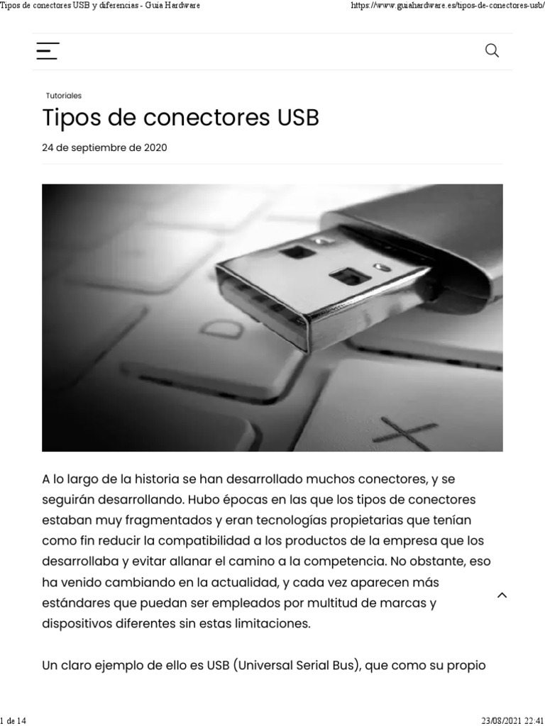 Tipos de Conectores USB y Diferencias - Guía Hardware | PDF | USB ... 