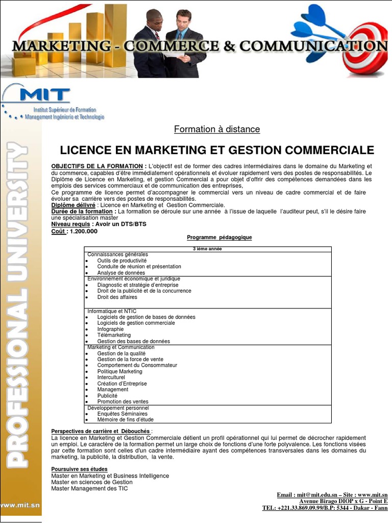 Licence Marketing et Gestion Commerciale | PDF | Commercialisation ...