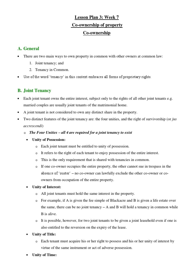 Property Notes (Alex) | PDF | Concurrent Estate | Assignment (Law)