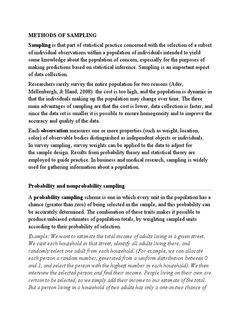 Methods of Sampling | PDF | Sampling (Statistics) | Statistics