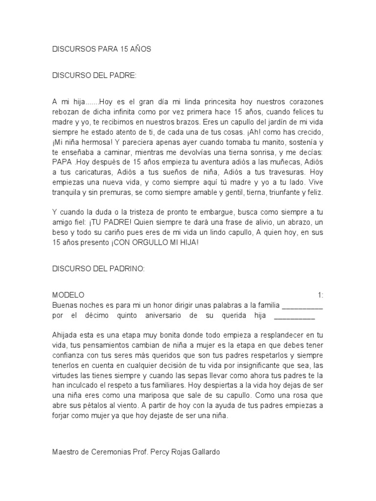 Discursos para 15 Años