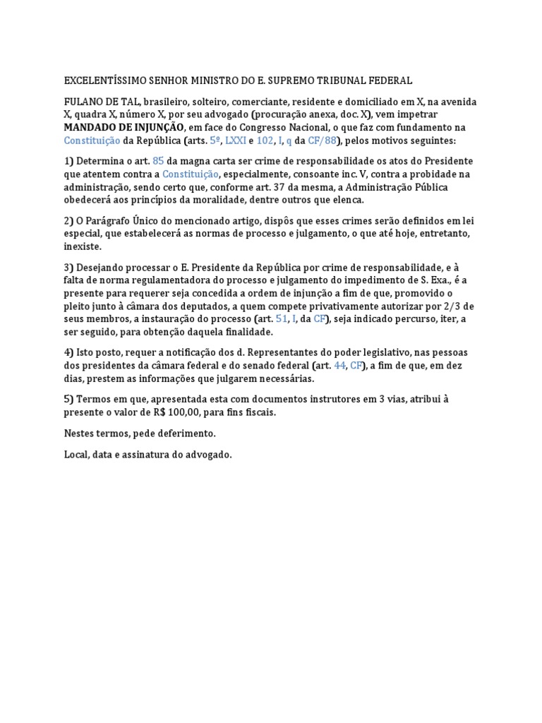 Modelo de Mandado de Injuncao | PDF