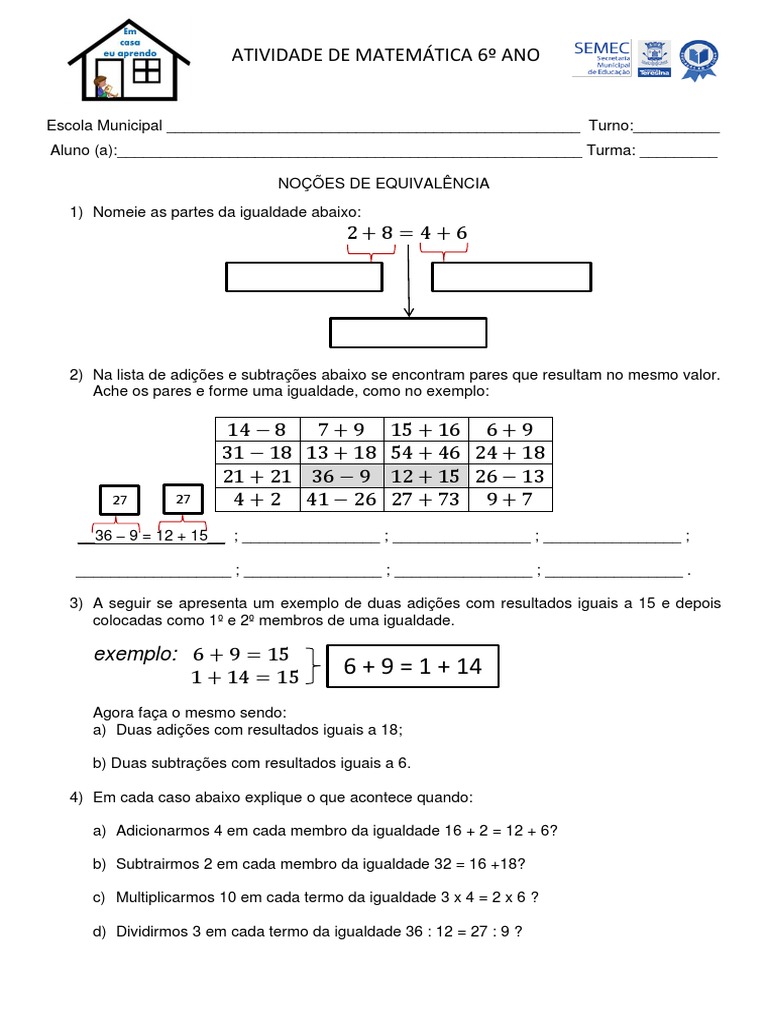 Grátis: Propriedade da Igualdade - Questões Resolvidas com Gabarito em PDF, image size:768x1024