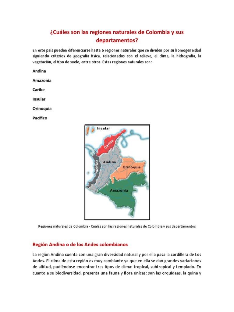Regiones Naturales de Colombia y Departamentos | PDF | Selva amazónica ...