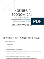 Ingenieria Economica I - Decima Quinta Clase Virtual - Valor Presente o Valor Actual