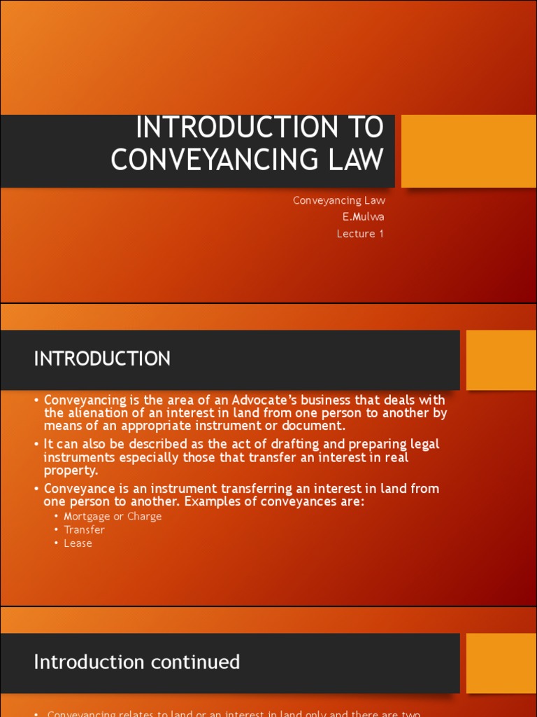 Introduction to Conveyancing Law | PDF | Conveyancing | Law And Economics
