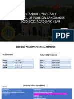 Istanbul University English Timetable and Course Details