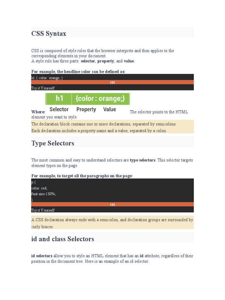 CSS Syntax: For Example, The Headline Color Can Be Defined As | PDF ...