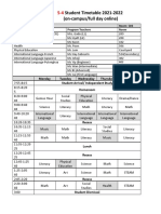 Student Timetable 2021-2022 (On-Campus/full Day Online) : Ms Lake