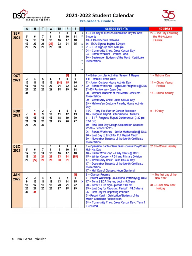 2021-2022 Dsce Student Calendar | PDF | Festival | Public Holiday