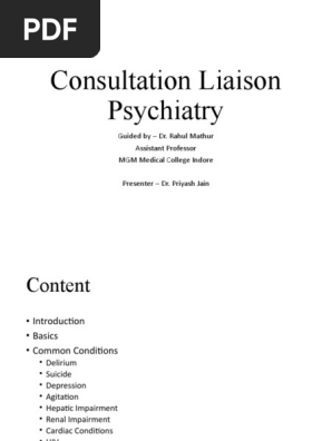 Consultation Liaison Psychiatry