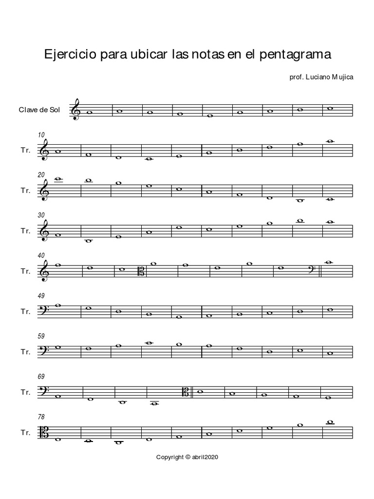 Ejercicio para Ubicar Las Notas en El Pentagrama | PDF