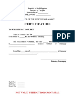 Barangay Certification of Hog