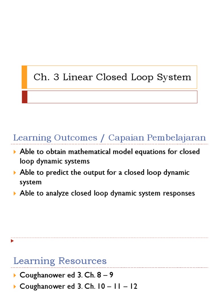 CH 3 Linear Closed Loop1 | PDF | Control Theory | Mechanics