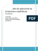 Actividades de aplicación de ecuaciones cuadráticas