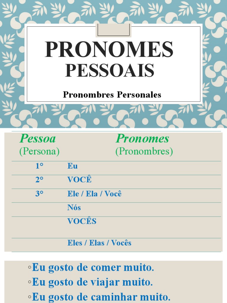 Pronomes e Verbos em Português | PDF | Pronome | Sintaxe