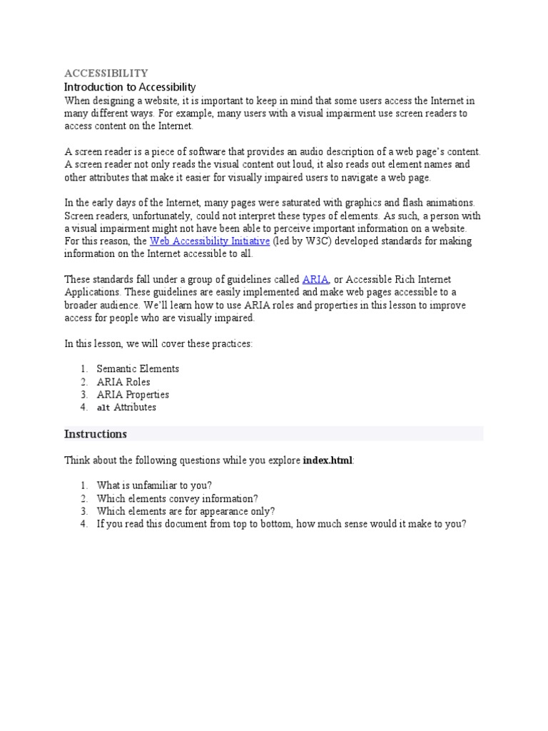 Accessibility | PDF | Html Element | World Wide Web