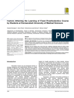 Factors Affecting The Learning of Fixed Prosthodontics Course by Students at Kermanshah University of Medical Sciences