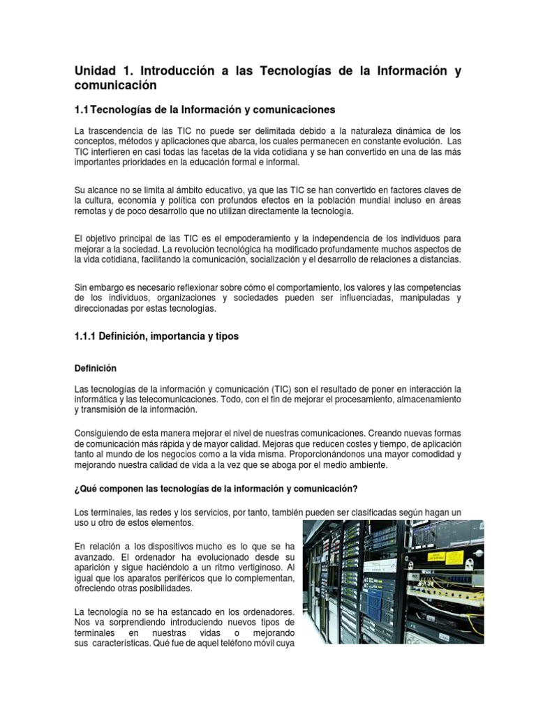 Unidad 1 | PDF | Tecnología de información y comunicaciones | Internet
