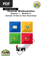 General Mathematics: Quarter 1 - Module 9: Inverse of One-to-One Functions