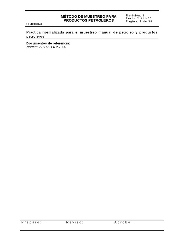 Astm D-4057-06 (Muestreo) | PDF | Agua | Petróleo