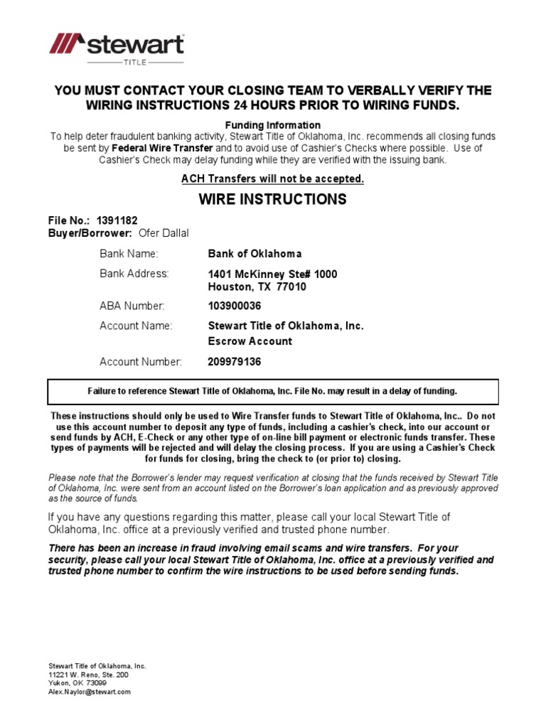 Bank of Oklahoma Wire Instructions Snapshot PDF