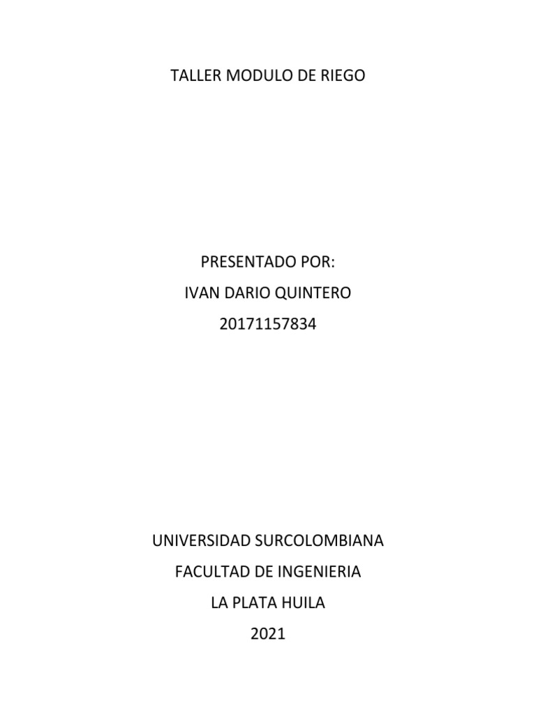 Taller Modulo de Riego | PDF