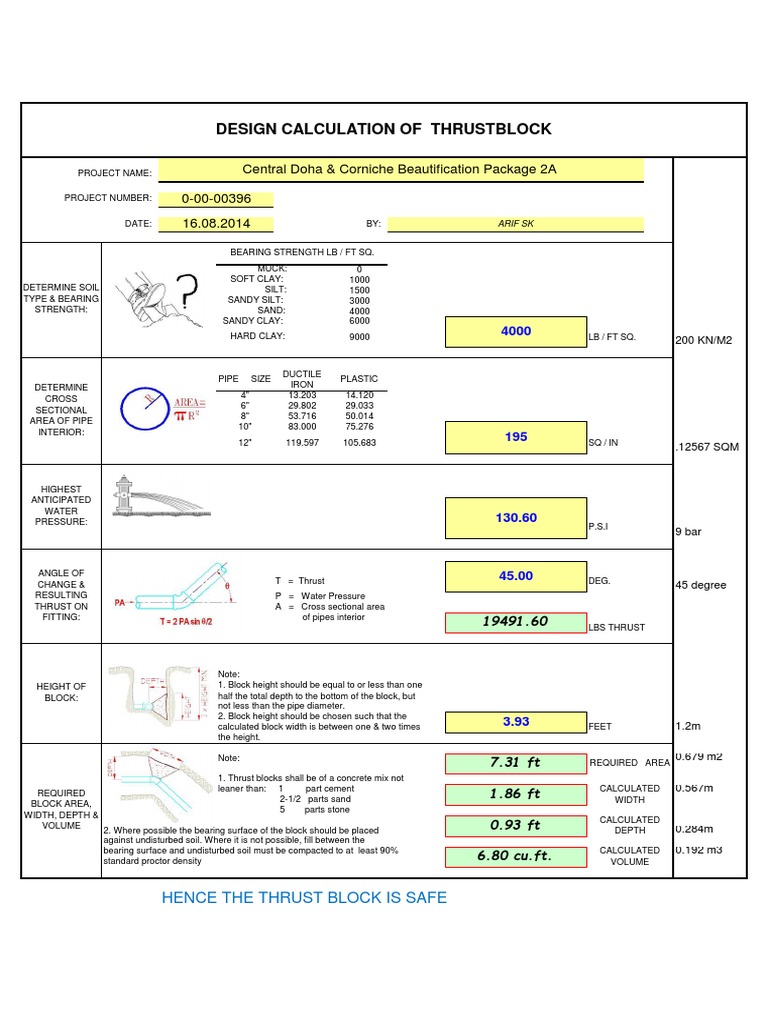 Thrust Block Calculator PDF Pipe (Fluid Conveyance) Building