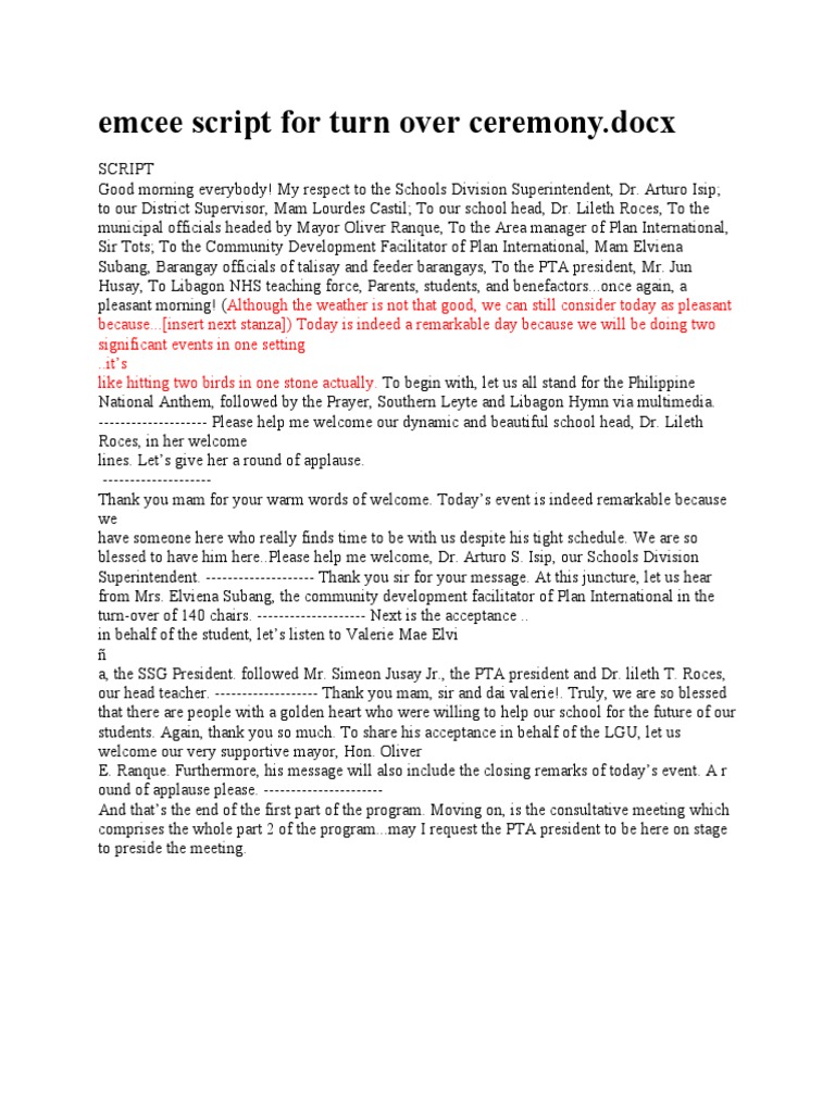 Emcee script for turn over ceremony pdf professor academia