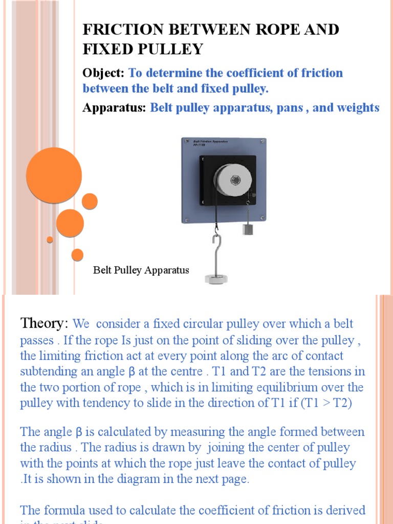Gaurav Singh - Friction Between Rope and Fixed Pulley | PDF | Belt ...