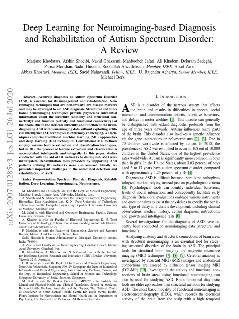 Deep Learning in Autism Diagnosis | PDF | Autism Spectrum ...