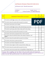 Assessment of Second Semester (Grammar Classes) For Grade (3 & 4)