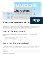 Characters in Excel