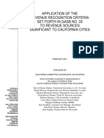 Application of The Revenue Recognition Criteria Set Forth in Gasb No. 33 To Revenue Sources Significant To California Cities